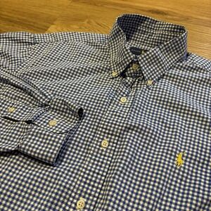 Polo Ralph Lauren Shirt Classic Cotton Stretch Mens XL Blue Gingham Check Pony‎